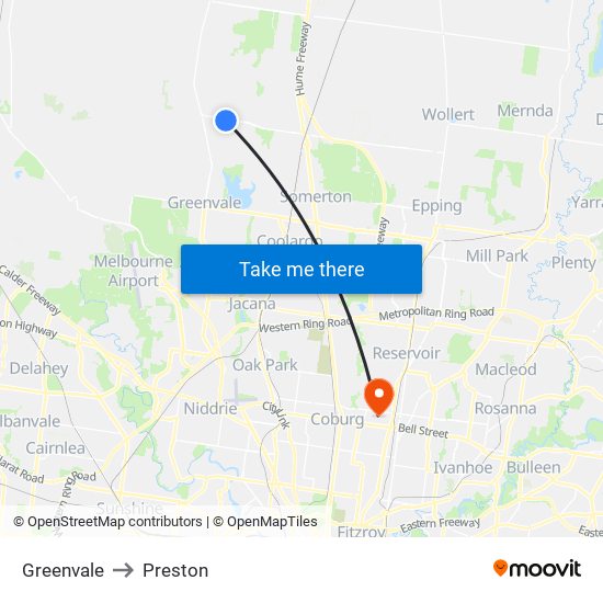 Greenvale to Preston map