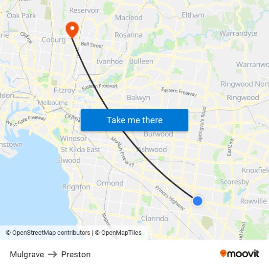 Mulgrave to Preston map