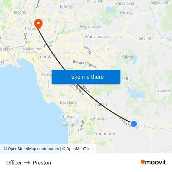 Officer to Preston map