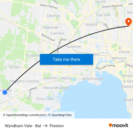 Wyndham Vale - Bal to Preston map