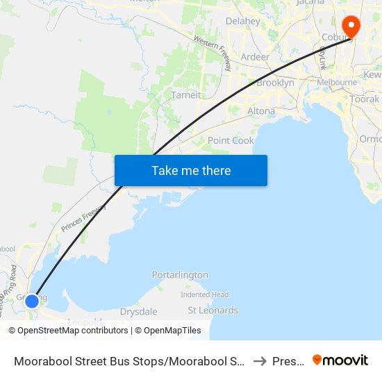 Moorabool Street Bus Stops/Moorabool St (Geelong) to Preston map