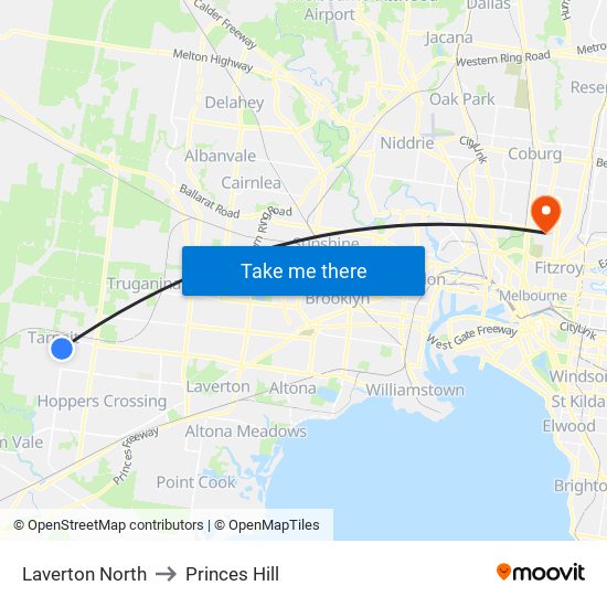 Laverton North to Princes Hill map