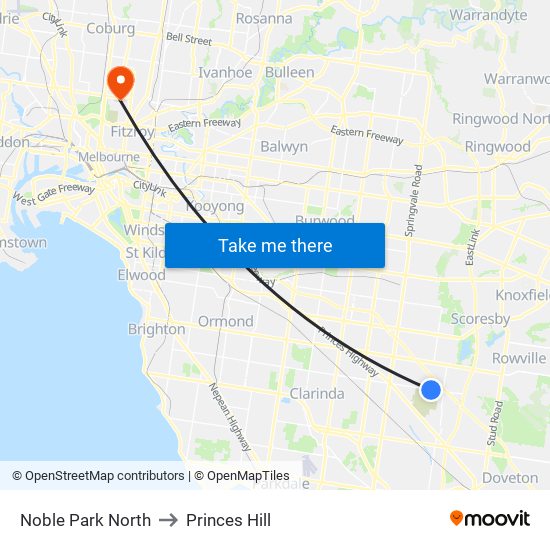 Noble Park North to Princes Hill map