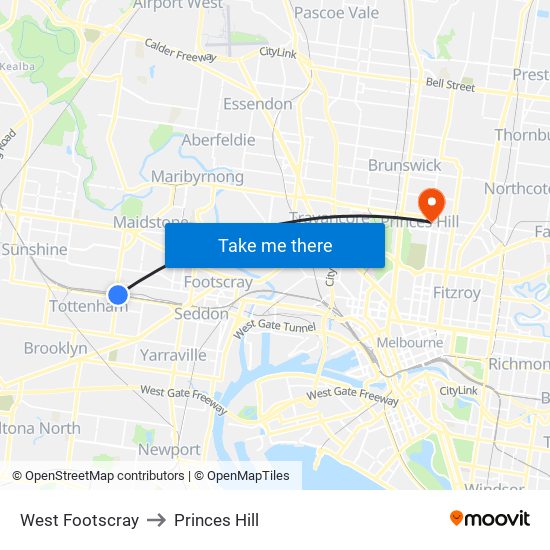 West Footscray to Princes Hill map