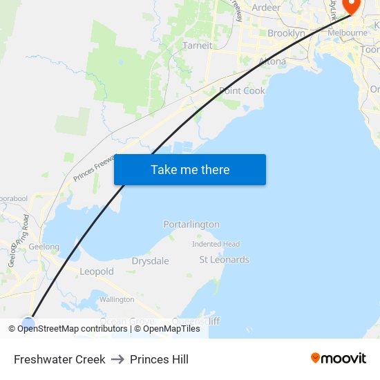 Freshwater Creek to Princes Hill map