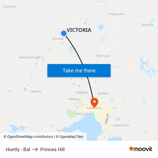 Huntly - Bal to Princes Hill map