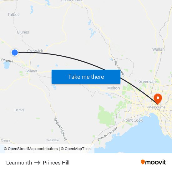 Learmonth to Princes Hill map