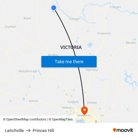 Leitchville to Princes Hill map