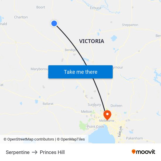 Serpentine to Princes Hill map