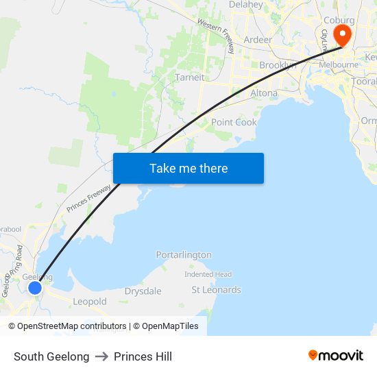 South Geelong to Princes Hill map