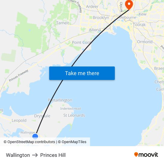 Wallington to Princes Hill map