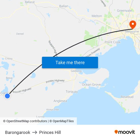 Barongarook to Princes Hill map