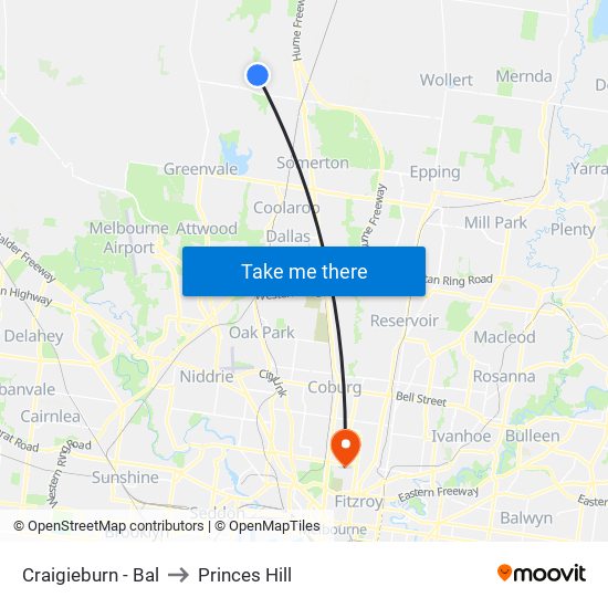 Craigieburn - Bal to Princes Hill map