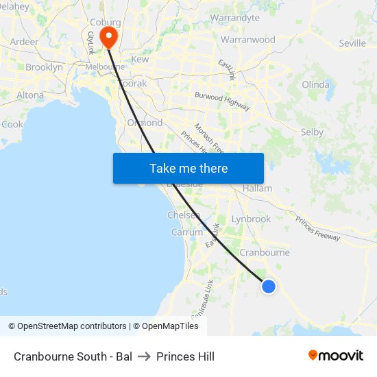 Cranbourne South - Bal to Princes Hill map