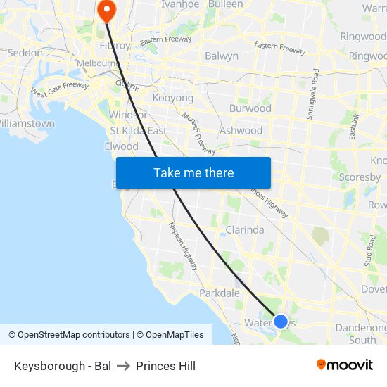 Keysborough - Bal to Princes Hill map