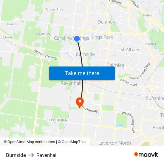 Burnside to Ravenhall map