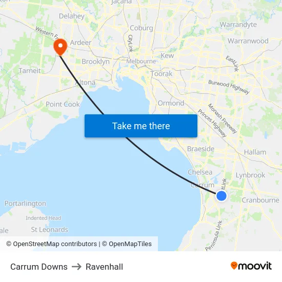 Carrum Downs to Ravenhall map