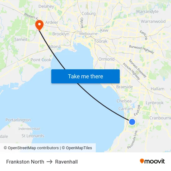 Frankston North to Ravenhall map