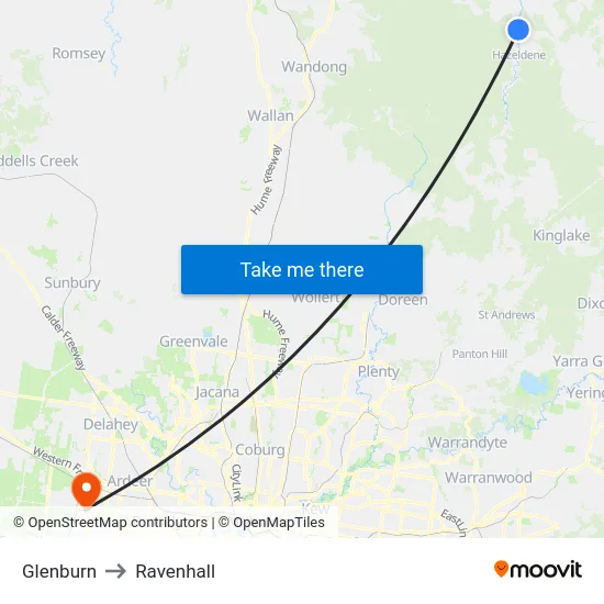 Glenburn to Ravenhall map