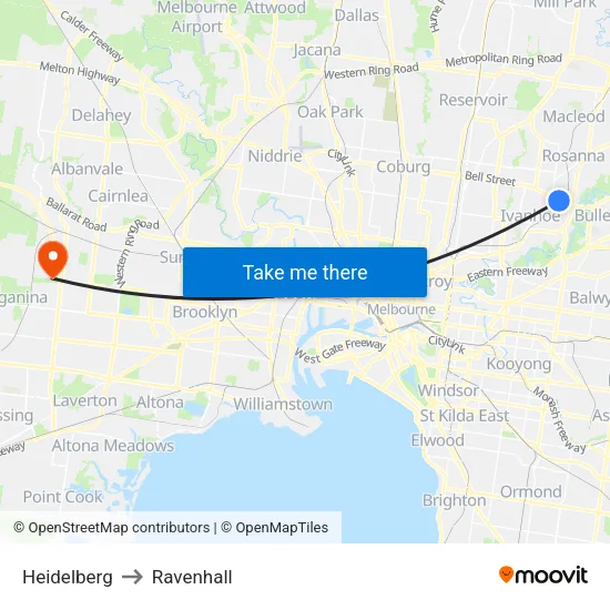 Heidelberg to Ravenhall map