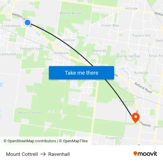 Mount Cottrell to Ravenhall map