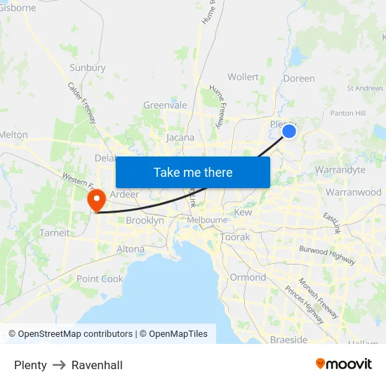 Plenty to Ravenhall map