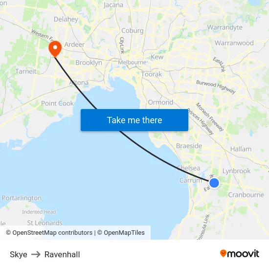 Skye to Ravenhall map