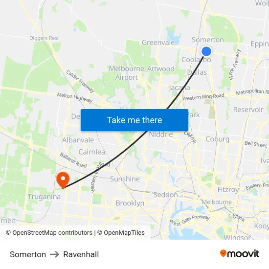 Somerton to Ravenhall map