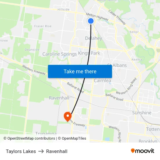 Taylors Lakes to Ravenhall map