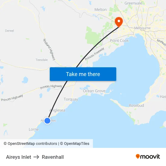 Aireys Inlet to Ravenhall map