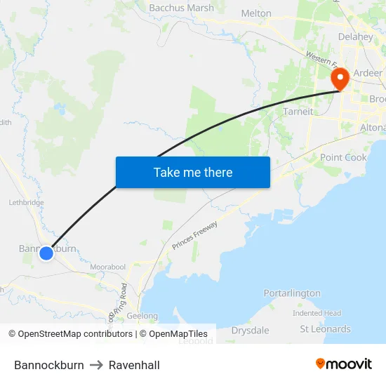 Bannockburn to Ravenhall map