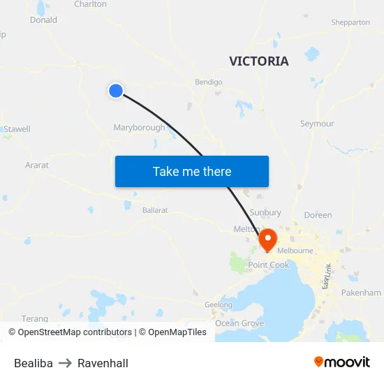 Bealiba to Ravenhall map