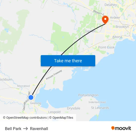 Bell Park to Ravenhall map