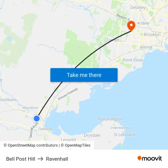 Bell Post Hill to Ravenhall map