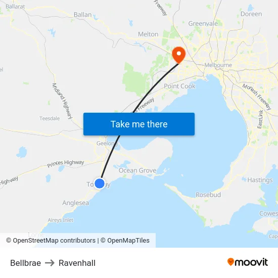 Bellbrae to Ravenhall map