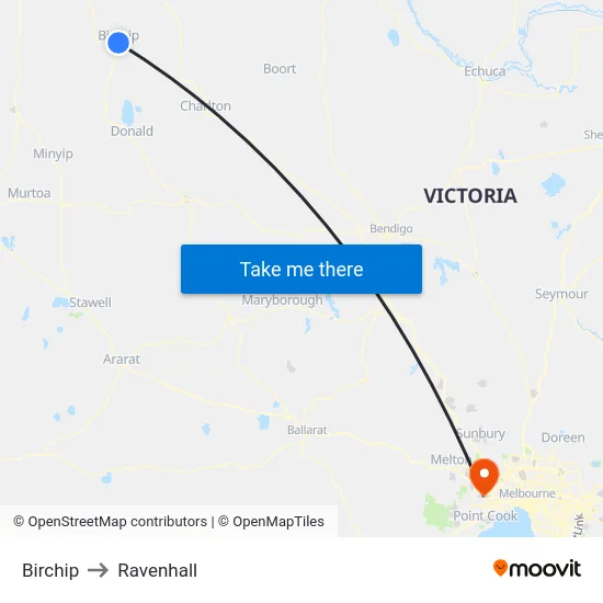 Birchip to Ravenhall map