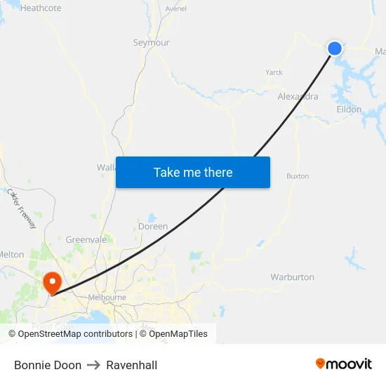 Bonnie Doon to Ravenhall map
