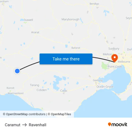 Caramut to Ravenhall map