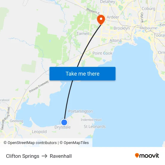 Clifton Springs to Ravenhall map
