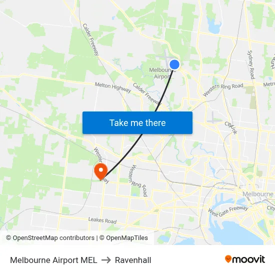 Melbourne Airport MEL to Ravenhall map