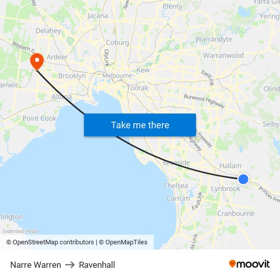Narre Warren to Ravenhall map