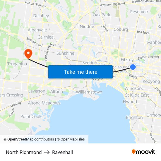 North Richmond to Ravenhall map