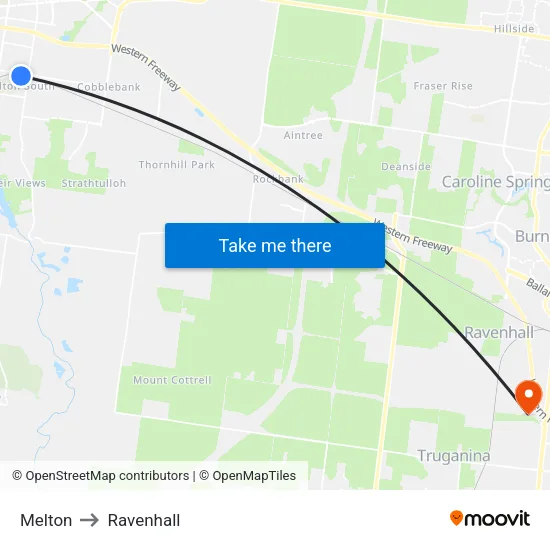 Melton to Ravenhall map