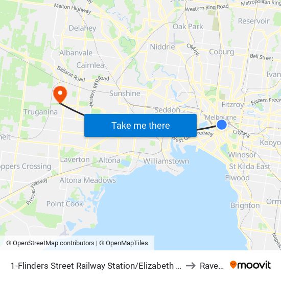 1-Flinders Street Railway Station/Elizabeth St (Melbourne City) to Ravenhall map