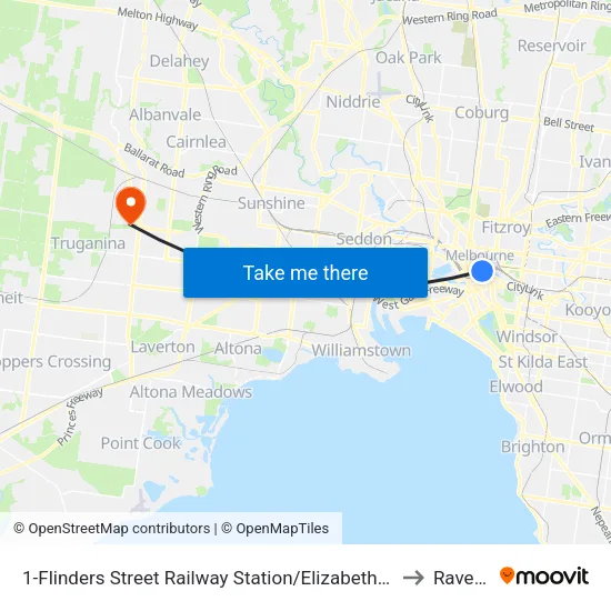 Flinders Street Railway Station/Elizabeth St #1 to Ravenhall map