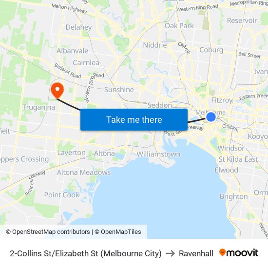 2-Collins St/Elizabeth St (Melbourne City) to Ravenhall map