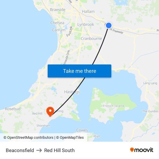 Beaconsfield to Red Hill South map