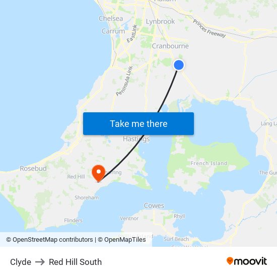 Clyde to Red Hill South map