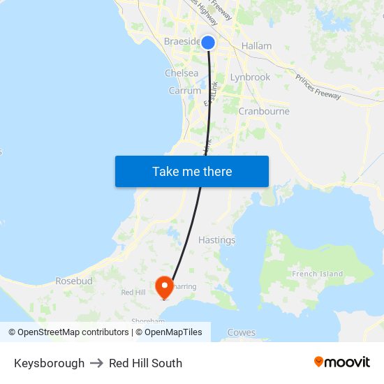 Keysborough to Red Hill South map