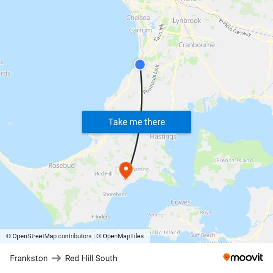 Frankston to Red Hill South map